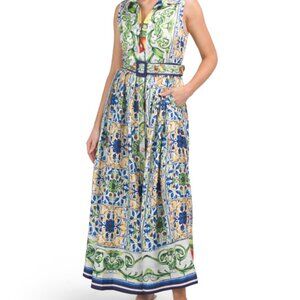 🌟 Dalia McPhee Vibrant Tile Print Maxi Dress – Size Large – Like New 🌟
